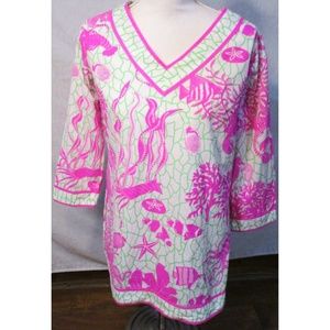 Gretchen Scott Pink Green Sea Creature Ocean Tunic